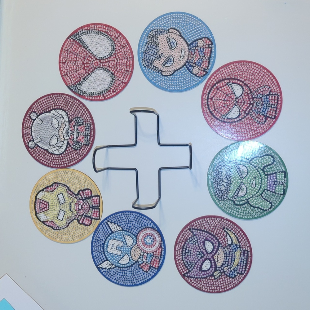 Superhero Diamond Art 8 Piece Coaster Set